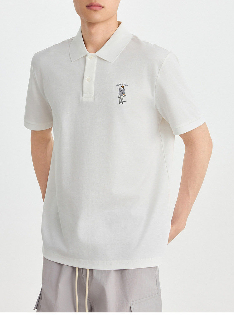 Áo polo nam cổ bẻ thêu họa tiết, tay ngắn, chất liệu cotton pha — đen chi tiết 26