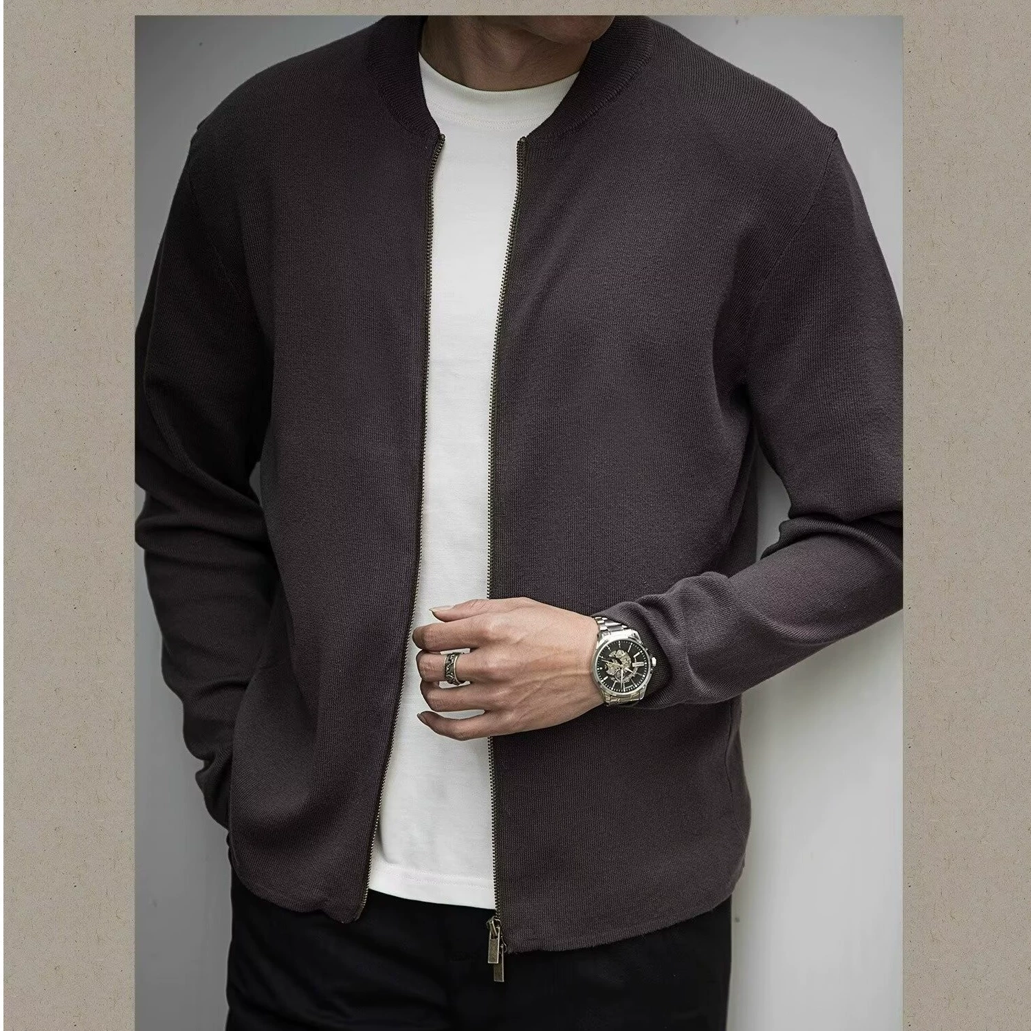 Осенний свитер, куртка, универсальная кардиган для отдыха, Slim-fit