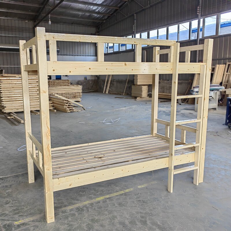 Solid Wood Bed Student Dormitory High and Low Bed Staff Bunk Bed Dormitory Solid Wood Apartment Bed Solid Wood Bed