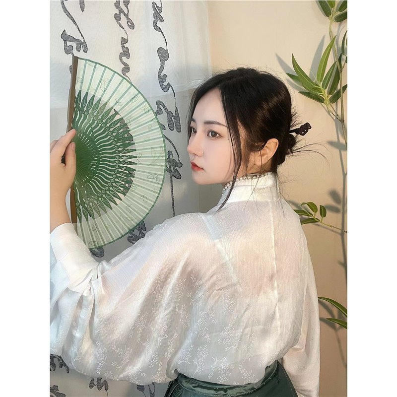 女性ファンレトロスタイル折りたたみギフト扇子漢服ファン夏ポータブル小さなライトグリーンダンスファンチャイナドレス夏|undefined