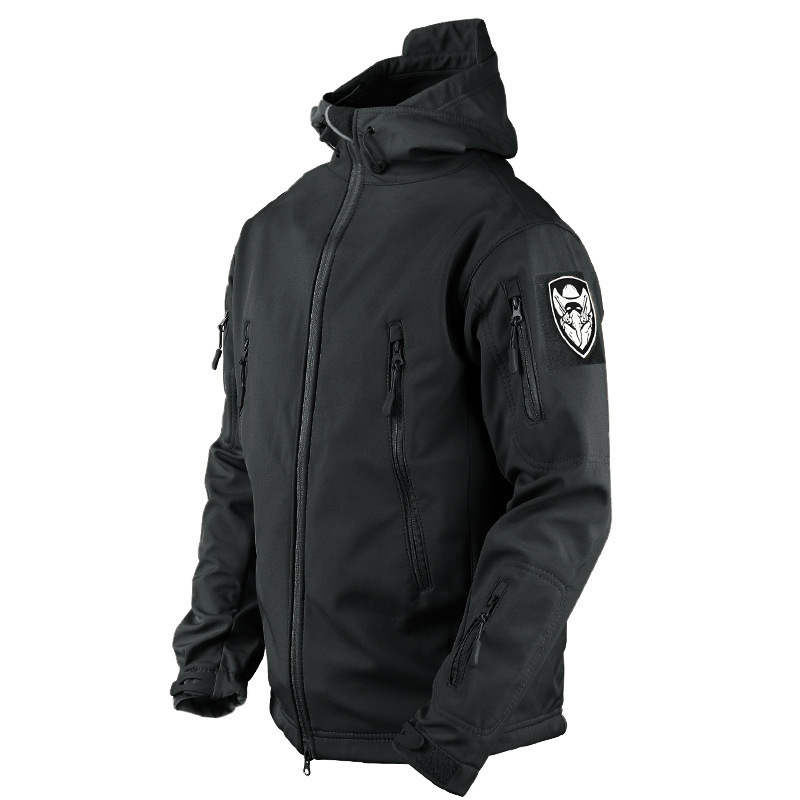 Sharkskin softshell jacket for men, winter fleece-lined windproof cycling coat, warm tactical windbreaker, mountaineering clothing, quick-dry Sharkskin softshell jacket for men, winter fleece-lined windproof cycling coat, warm tactical windbreaker, mountaineering clothing, quick-dry