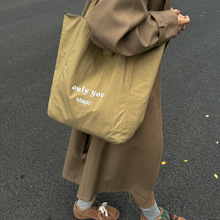 韩版大容量休闲单肩包睿营2025新款迷彩双面托特包百搭通勤手提包