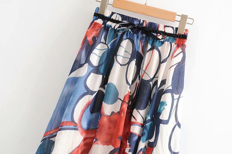 fashion chiffon print mid-length skirt NSAM44589