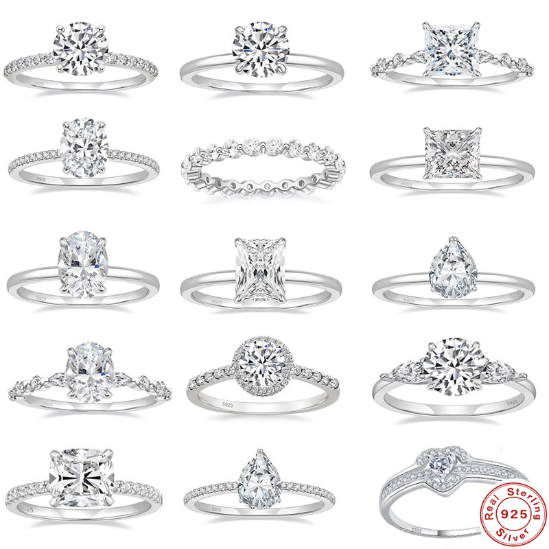 Luxurious and Sophisticated Cool-Style Carat Diamond Ring, Engagement Wedding Bridal Sterling Silver Ring Custom-Made