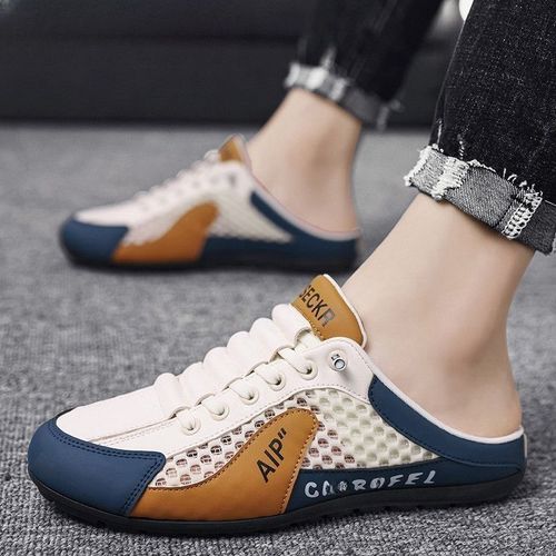 Hohhot half-wrap men's 2024 summer new mesh breathable slip-on casual shoes stylish and versatile breathable mesh shoes