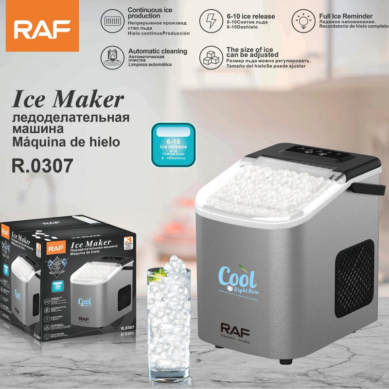 Raf European Standard Cross-Border Cool Household Automatic Bullet Ice Maker Continuous Ice Production Small Ice Maker Self-Cleaning