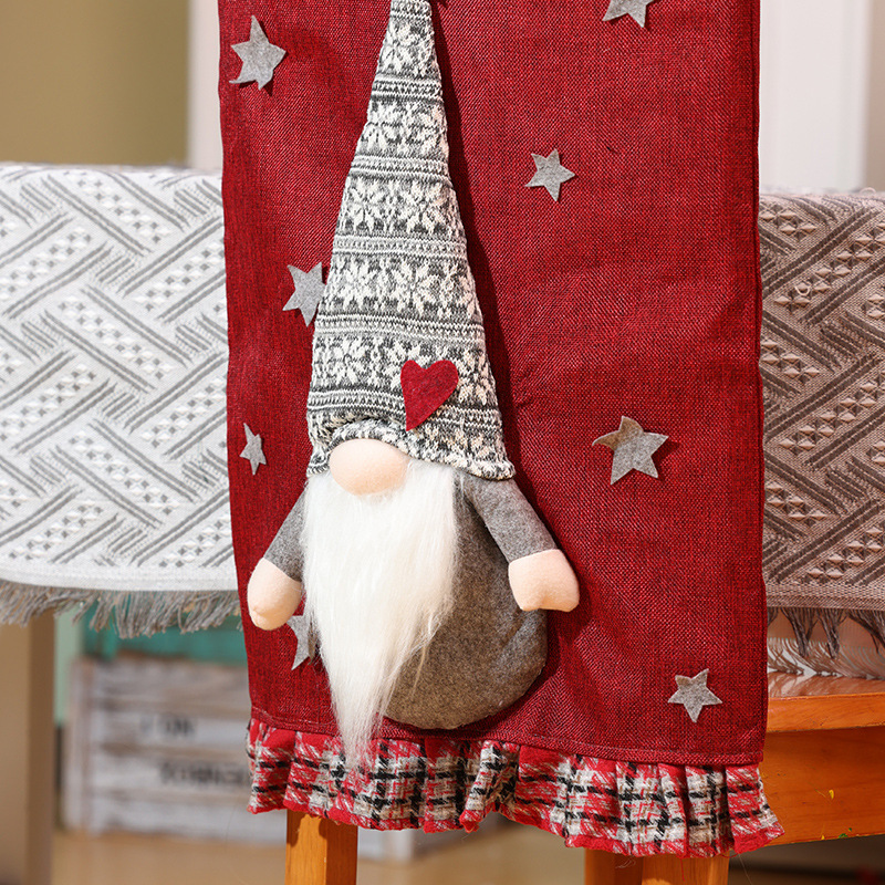 Nouvelles décorations de table et de chaise de Noël Père Noël Bonhomme de neige Poupée stéréo Housse de chaise Robe de maison_voghion.com