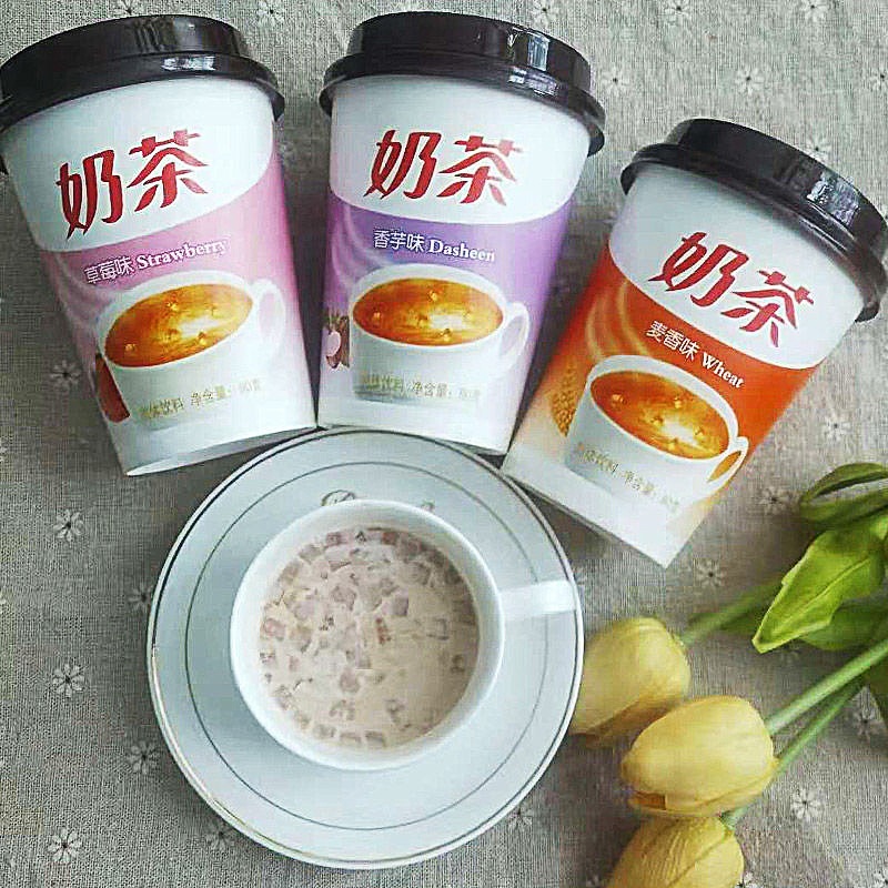 經典椰果奶茶杯裝整箱原味草莓香芋速溶奶茶粉多口味手工沖泡飲品