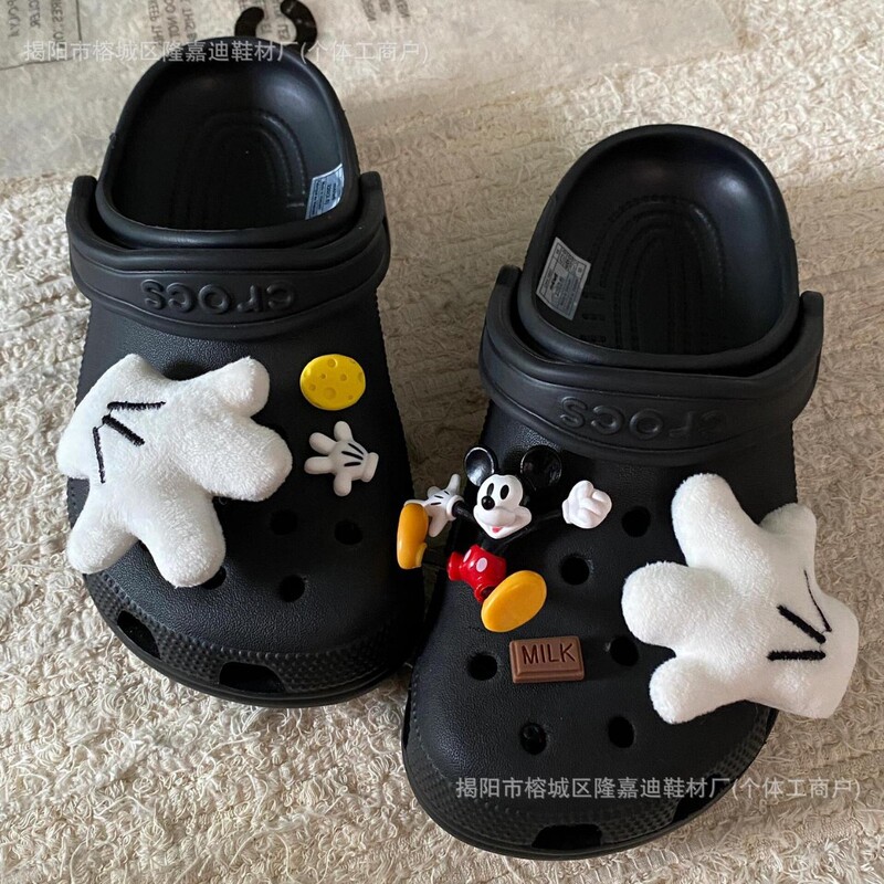 Suitable for Corss Clogs Shoe Accessories Plush Big Palm Mickey DIY Shoe Buckle Removable Accessories Decoration
