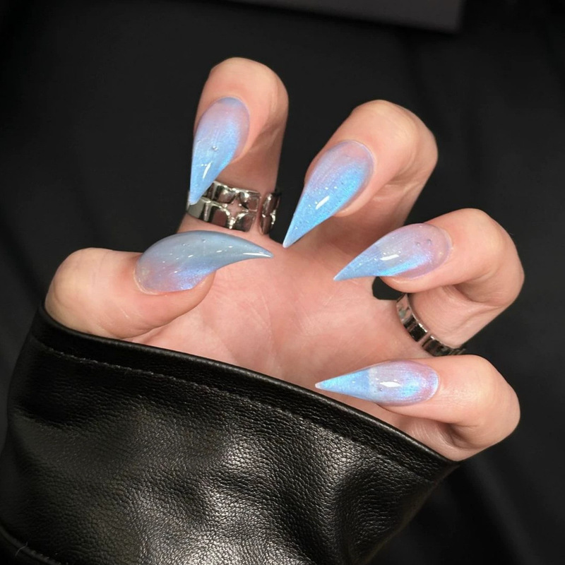 European and American Style Fake Nails, Pure Handmade Dragon Claw Nails, Light Blue Iridescent Dragon Claw Nails, European and American Style Cross-Border Wearable Nails European and American Style Fake Nails, Pure Handmade Dragon Claw Nails, Light Blue Iridescent Dragon Claw Nails, European and American Style Cross-Border Wearable Nails