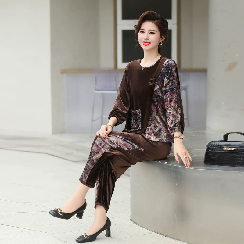 Весенний бархатный комплект для мамы на отдых, plus size, oversize