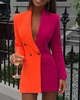 2024 European and American cross -border new contrasting color splicing OL professional dress V -shaped cardigan suit suit a large amount of spot women's clothing