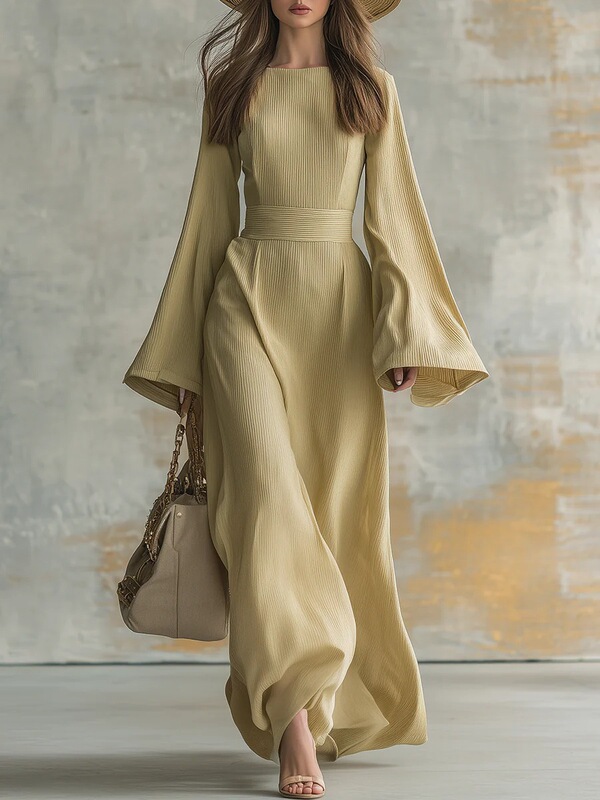 Amazon Independent Site European and American Hot-Selling Cross-Border 2026 Western-Style Slim-Fit Flared Sleeve Casual Dress Amazon Independent Site European and American Hot-Selling Cross-Border 2026 Western-Style Slim-Fit Flared Sleeve Casual Dress