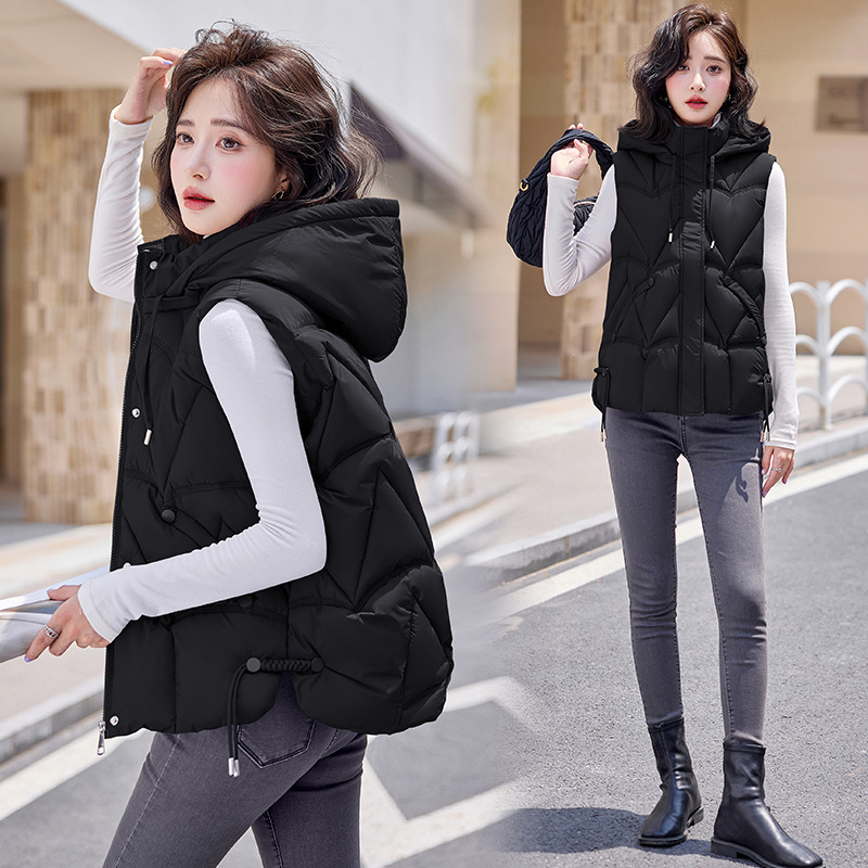 Comercio exterior transfronterizo chaleco de algodón de plumón de mujeres otoño y invierno nuevo tipo pequeño chaqueta de abrazadera de caballo de cuello vertical con hombro de camisa