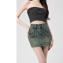 带内衬牛仔短裙女夏薄款a字包臀牛仔裤裙女半身裙女辣妹高腰显瘦