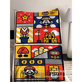 超级马里奥二创法兰绒毛毯2025四季新款可小毯子舒适空调盖毯