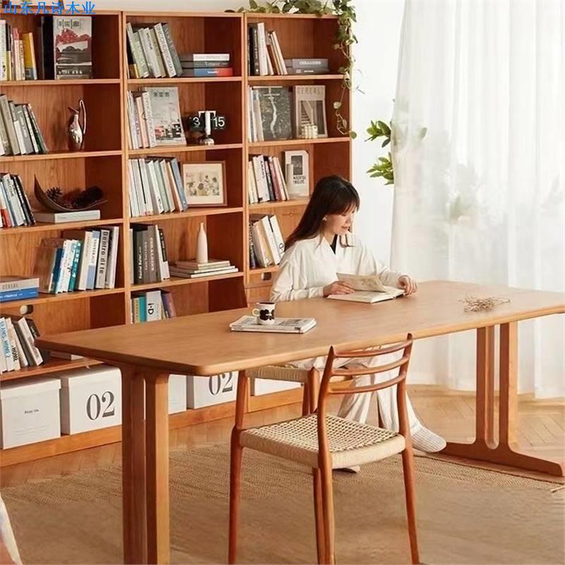 Nordic living room large long book table Workbench solid wood desk board home cherry wood dining table desk