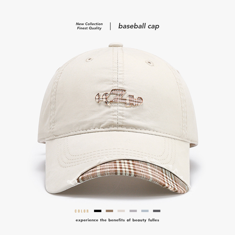 Casquette souple pour femme, casquette de baseball polyvalente brodée de lettres pour le printemps et l'été, affine le visage._voghion.com