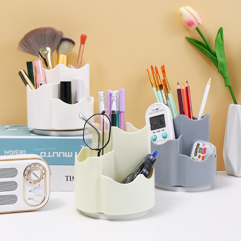 Portalápices giratorio de 360 grados de gran capacidad Caja de almacenamiento de escritorio de oficina Papelería para estudiantes Cubo de lápiz de sentido avanzado para niños