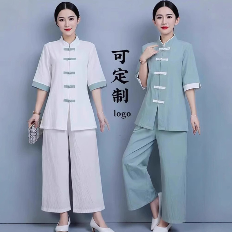 Chinese Style Zen Women's Tea Art Clothing, Cotton and Linen Zen Clothing, Layman's Clothing, Tai Chi Clothing, Yoga Clothing, Improved Professional Suits
