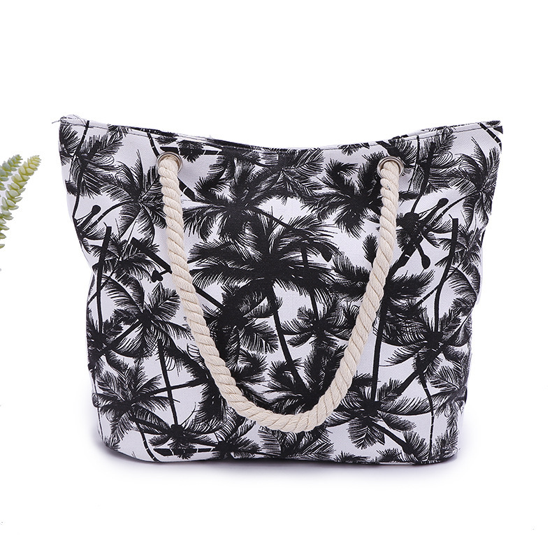 Women's Large Canvas Coconut Tree Vacation Classic Style Square Zipper Tote Bag display picture 1