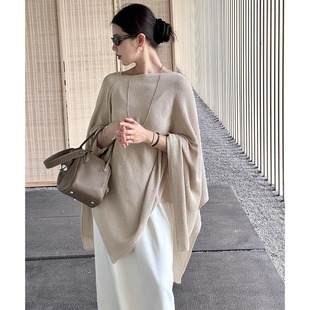 Spring and Autumn Thin Irregular Korean Style Suntan Shawl Women's Loose Design Sense Outer Wear Air Conditioning Blouse Slim Look Trendy Top