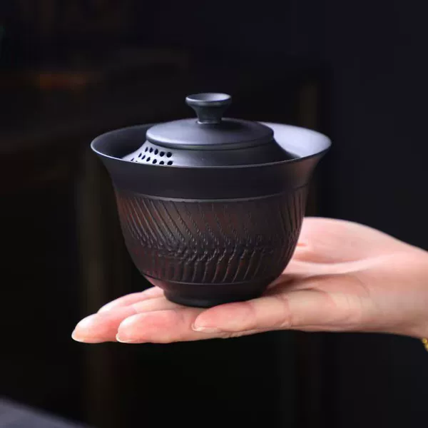 Purple pottery ercai bowl with filter