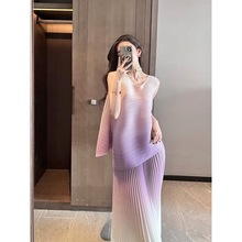 三宅时尚褶皱小香风仙女套装裙女夏季2025年新款简约裙子两件套装
