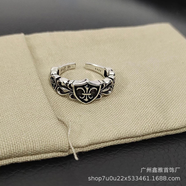 Chrome Hearts Fleur De Lis Shield Ring Silver Silver
