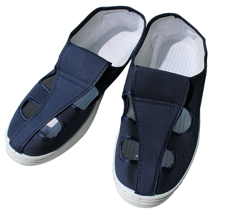 Антистатическая обувь с жесткой подошвой, чистая, без пыли, для мастерской, пищевого производства, дышащая, нескользящая рабочая обувь с четырьмя отверстиями, сине-белая для мужчин и женщин