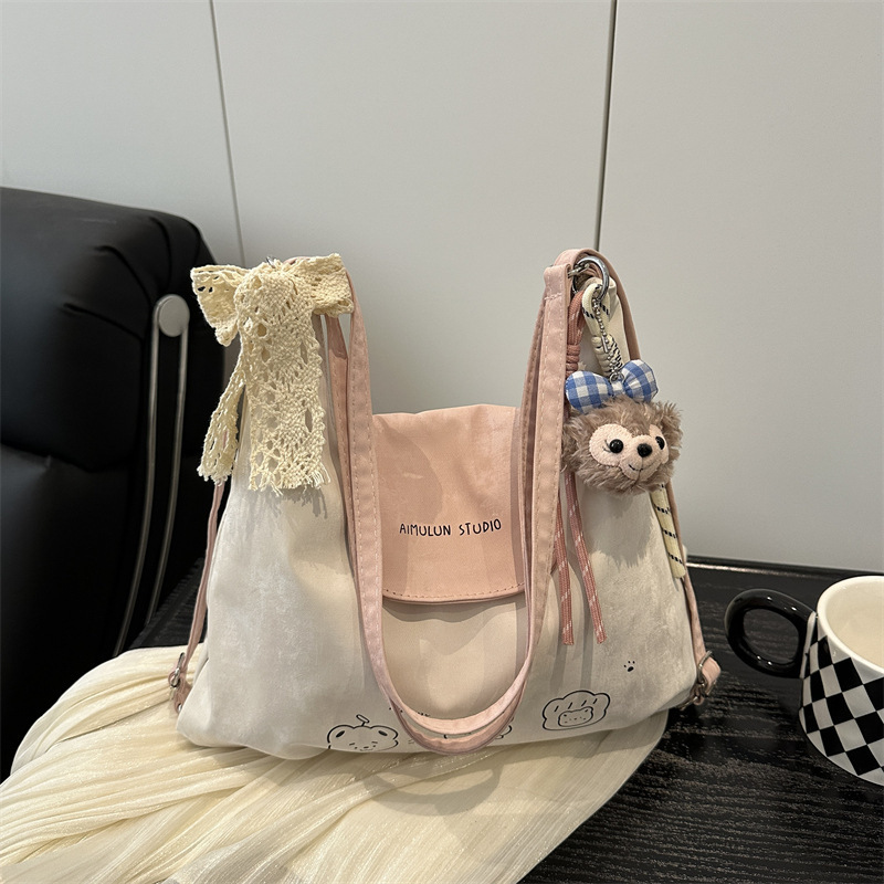Women's Bag 2025 New Cute Western-style Niche Fashion Simple Commuting Texte All-match Shoulder Backpack