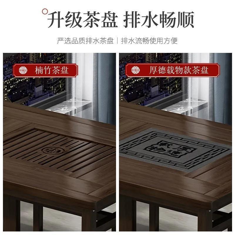 Mesa de té de balcón, pequeña oficina doméstica, mesa de té, hervidor de madera sólida, mesa de té integrada