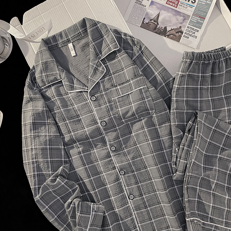 Pijama de hombre de manga larga nubes de algodón primavera y otoño delgado 2024 nuevo día de invierno cardigan de niño conjunto de ropa para el hogar