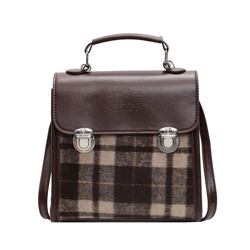 Modischer Karierter Mini Rucksack Für Damen Mit Farbblock Design_voghion.com