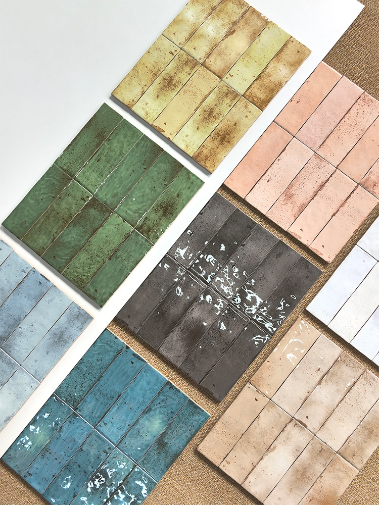 翔泰 复古渐变墨绿色做旧手工砖卫生间浴室墙面砖仿古瓷砖65x200