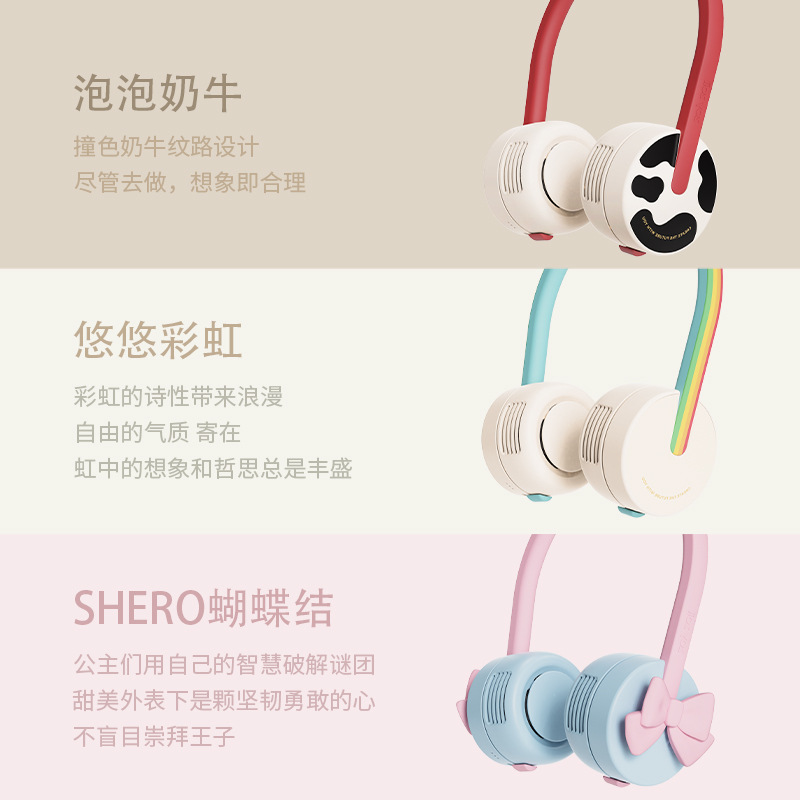 Zoyzoii Zhuyi hanging neck fan children's usb charging lazy mini portable leafless small fan