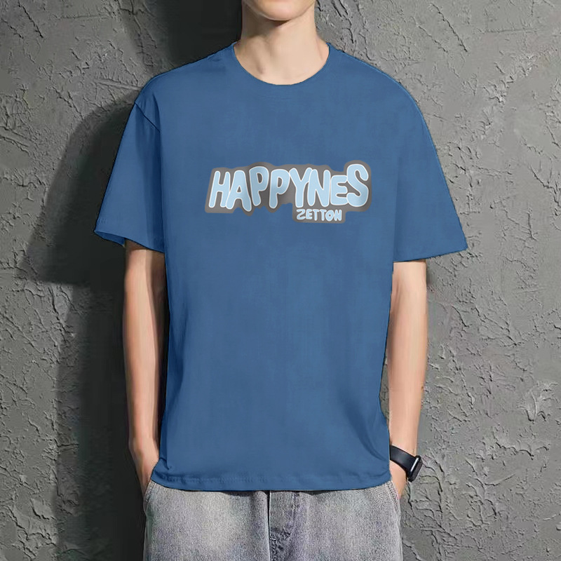 Estilo explosivo Base de hombres elegantes 2024 Verano suelto Camiseta de manga corta Moda juvenil Camiseta de moda de todo fósforo