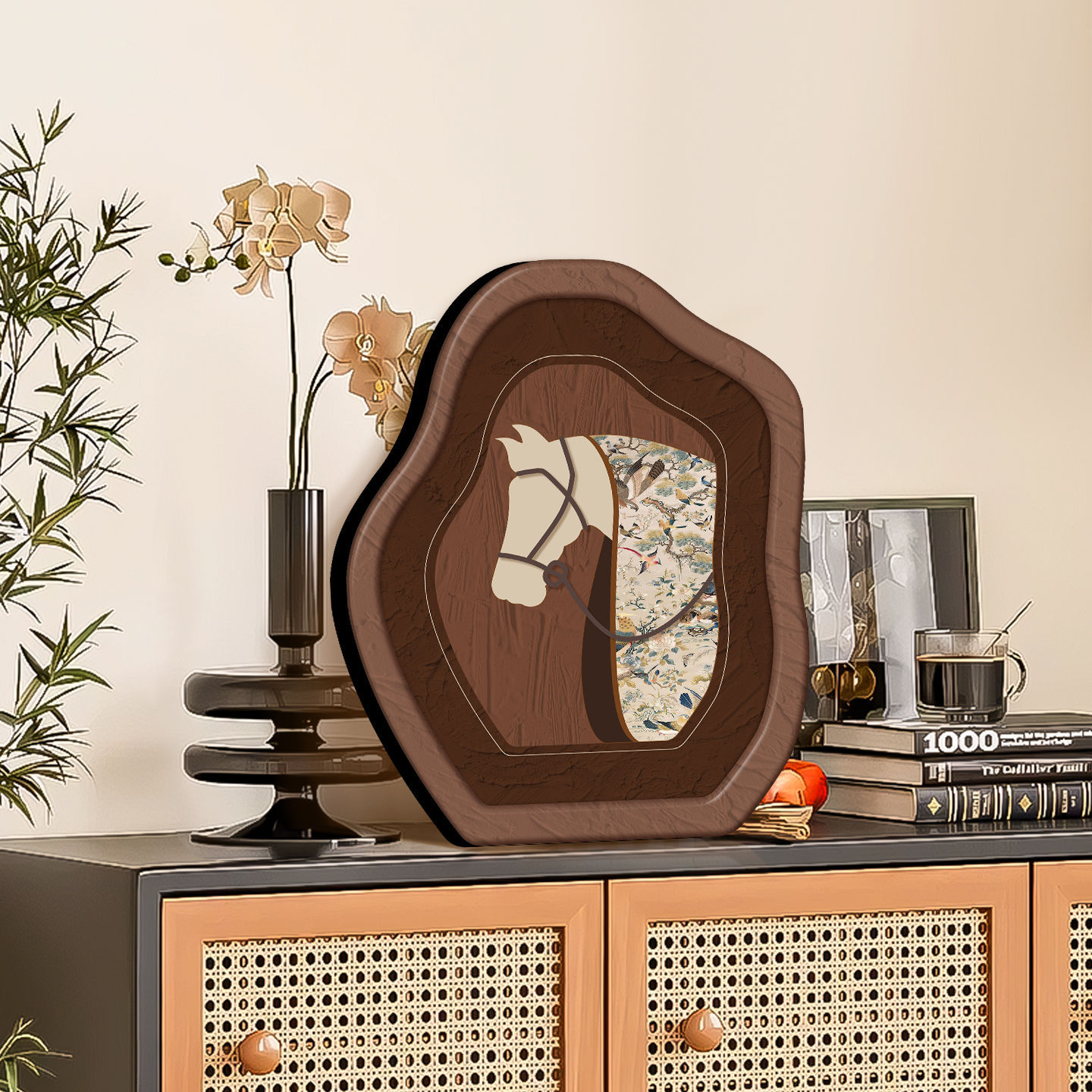 Cornice per calligrafia a forma di cavallo in stile vintage, decorazione per la casa, nicchia di alta qualità, inaugurazione della casa, moda, pittura decorativa_voghion.com