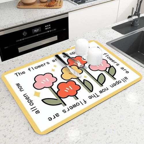 Kitchen countertop drain mat sink splash mat bowl plate drying mat bar counter absorbent cup mat dishwasher-free heat-insulating pad