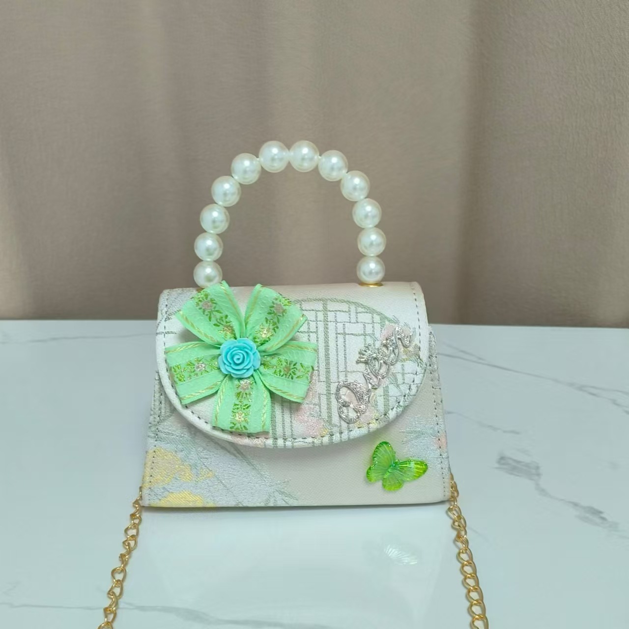 Bolsos infantiles de alto nivel, exquisitos antiguos, bolsos de cambio de niña, bolsos de mano de perlas de princesa, bolsos de almacenamiento