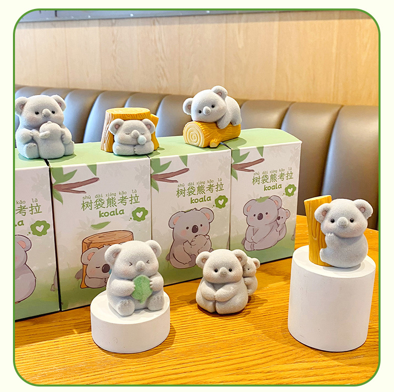Baimao Original Cute Koala Flocking Series Creative Car Dashboard Ornaments Home Desktop Decorations
