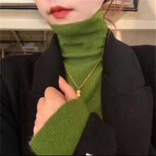 24新款秋冬新品高级感堆堆领针织打底衫女配羊毛大衣神器打底女装