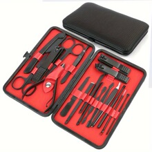 B 39161 Black Red 24 Piece Nail Care Set �ں�ָ����װ