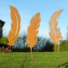 temu爆款3件套羽毛造型地插厂家直销羽毛地桩3件套景观装饰