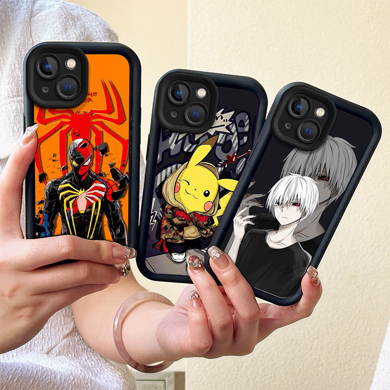 Black Ladder Design Silicone iPhone 6S Plus Full-Cover Tpu Phone Case Suitable for Apple 16Pm, Featuring Pikachu Anime