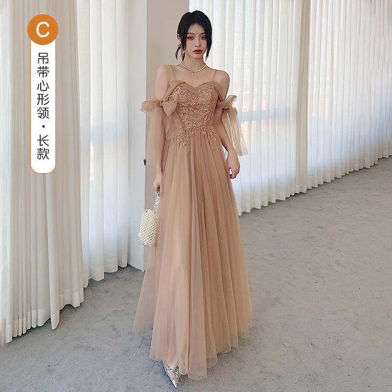 伴娘服2025新款秋冬小个子仙气姐妹团礼服裙高级感宴会主持晚礼服|undefined