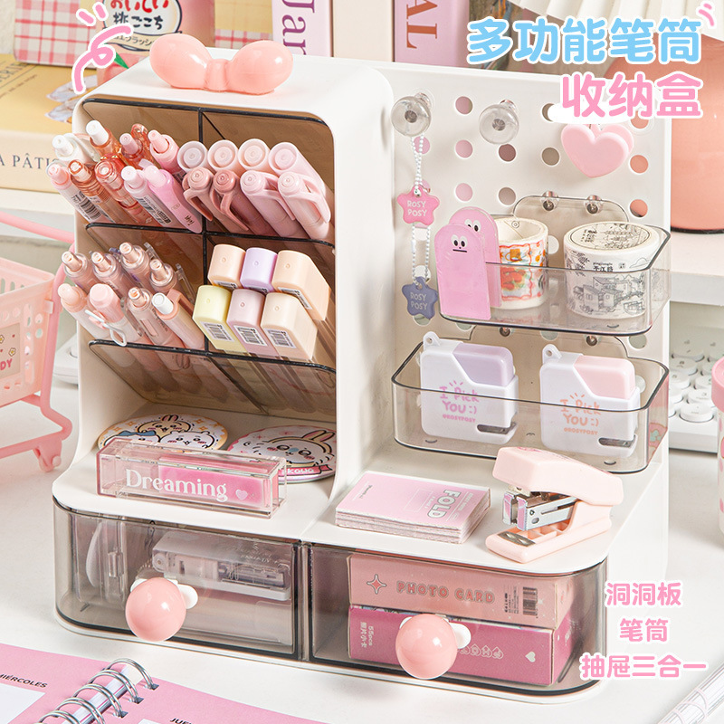 Hole Board Desktop Vertical Storage Rack Cream Style Bedroom Home Dormitory Study Table Finishing Student Desk Storage Hole Board Desktop Vertical Storage Rack Cream Style Bedroom Home Dormitory Study Table Finishing Student Desk Storage
