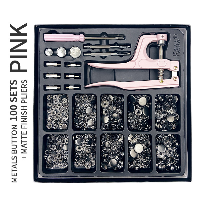KAOS juego de herramientas de instalación de botones de metal 831 cobre puro hebilla a juego artículos de cuero hebilla hembra hebilla oculta caja de alta gama
