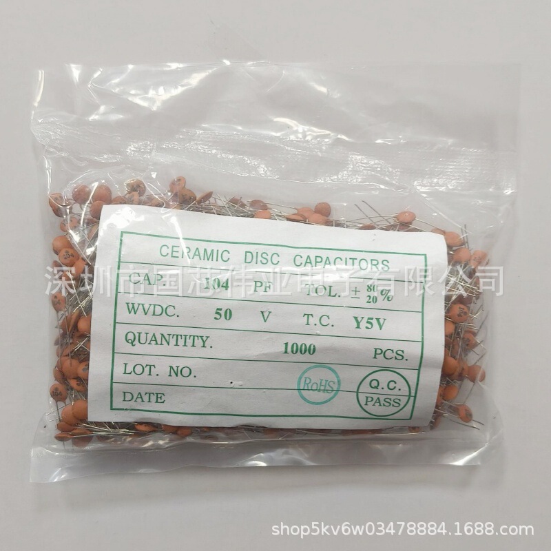 Environmentally Friendly 104 50V Ceramic Capacitor 100Nf 0.1Uf 104Pf/50V Ceramic Capacitor Chip Diameter 5mm