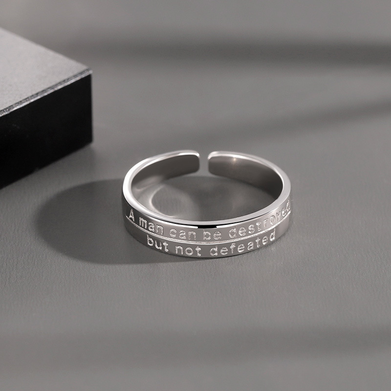 Vintage Old Man and Sea Ring Men's Single Ring Trendy Personalized Open Ring Fashion Hip Hop Letter Ring